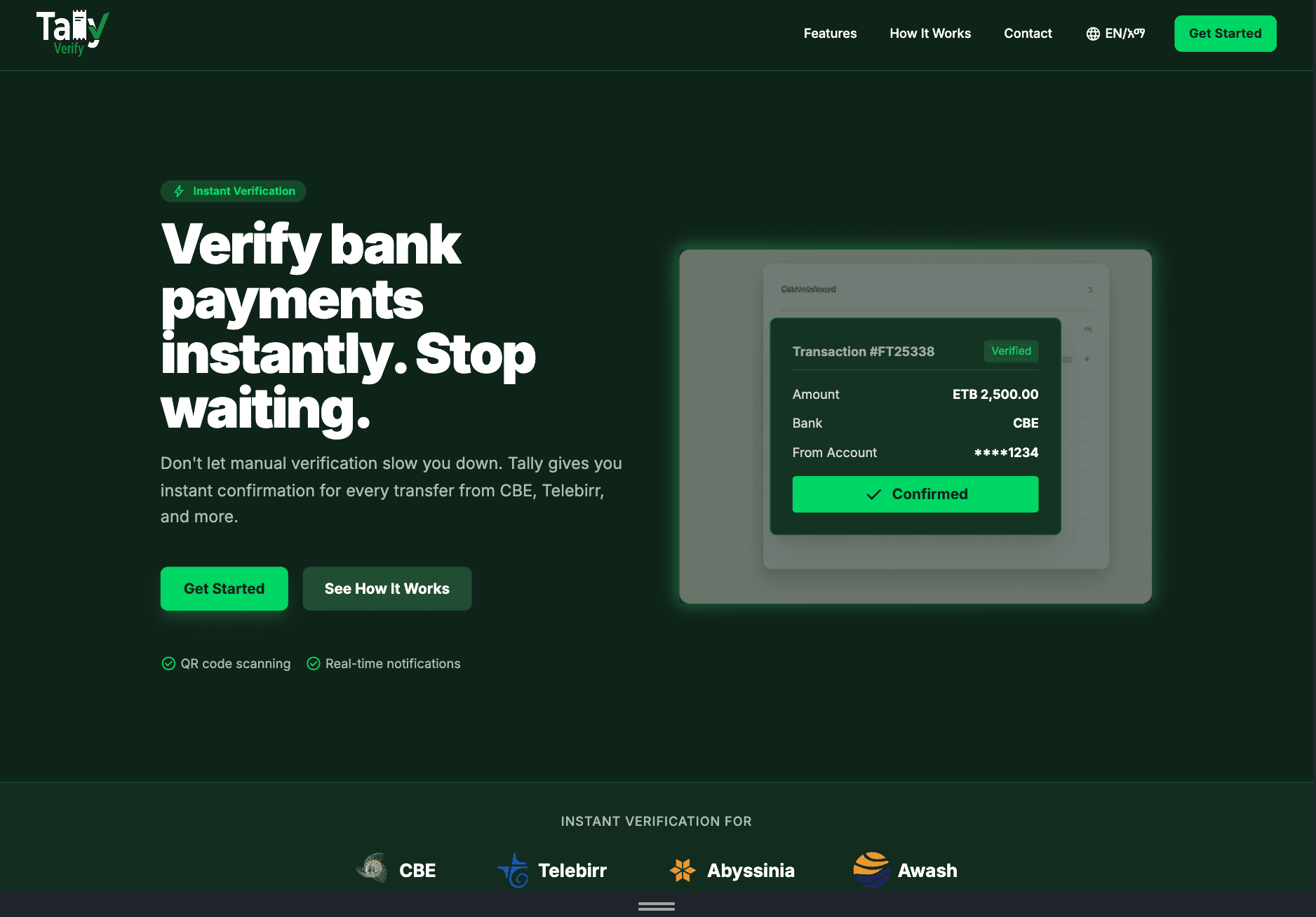 Tally Verify website screenshot